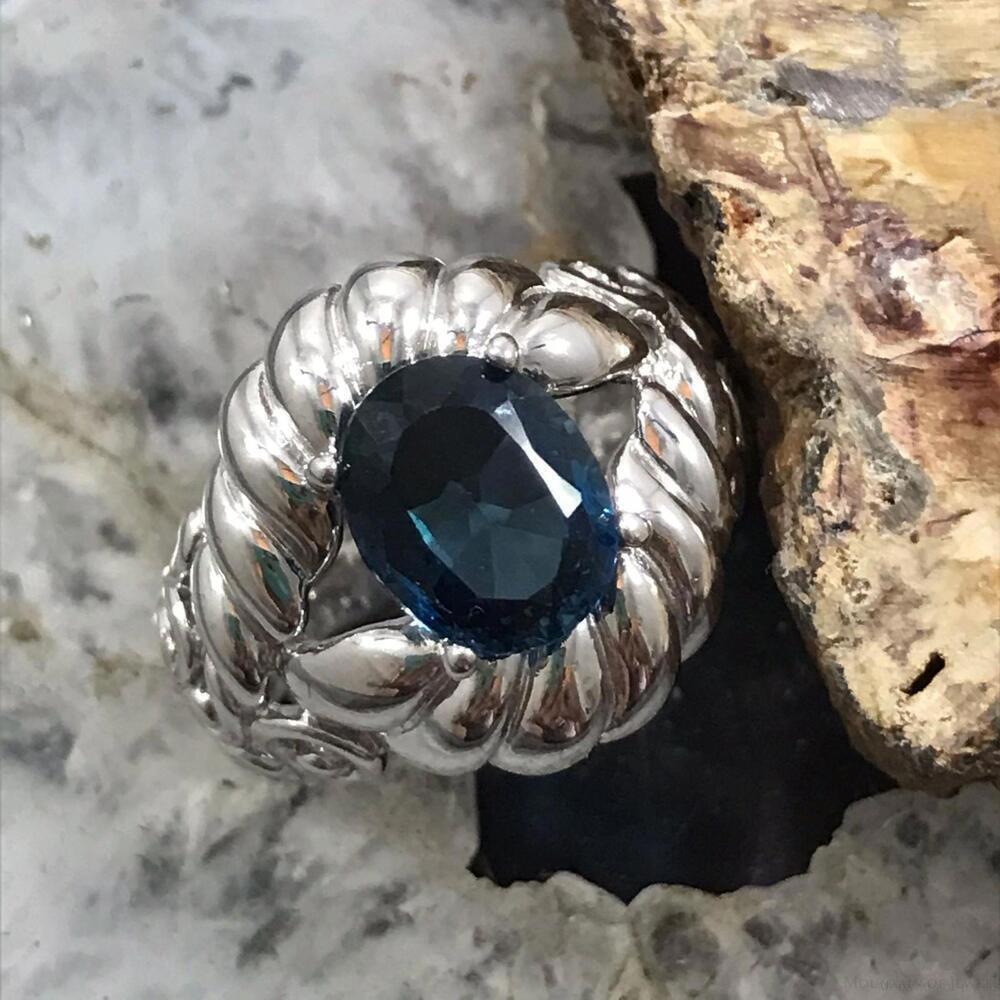Carolyn Pollack Sterling Oval Faceted London Blue Topaz Ring Size 8.25 For Women